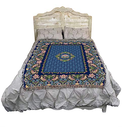 Pure Country Weavers William Morris Strawberry Thief Border Blanket - Arts & Crafts - Gift Tapestry Throw Woven from Cotton - Made in the USA (72x54) - color: Border, size: Large