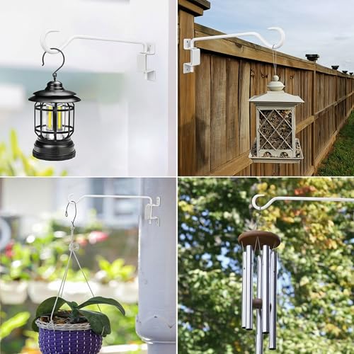 Aidoclip 2PCS Wall Mounted Plant Hanger, Indoor/Outdoor Decorative Hook for Hanging Plants, Windchime, Baskets – Rustic Iron Plant Holder, Ideal Wall Décor, Ceiling Hooks for Indoor Garden- (12in) - color: White-B, size: 12 Inch