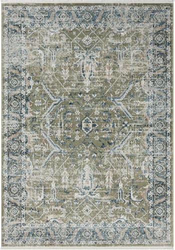 Abani Savoy Collection Area Rug - Intricate Blue/Green Vintage Design 9' x 12' - Easy to Clean - Durable for Kids & Pets - Non-Shedding - Medium Pile - Soft Feel - Living Room, Bedroom & Office - size: 9' x 12'