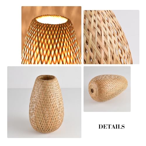 Bamboo Lamp Shade, 2-Pack Hand-Woven Bamboo Rattan Hanging Light Shade,D 9.05" Rattan Table Lamp Shade for Floor Lamp, Wall Sconces Light Cover Table Light,Pendant light - color: Bamboo 9.05 in 2-Pack