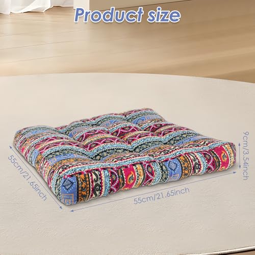 Boho Floor Pillow, Large Meditation Pillows for Adults, Meditation Mat Washable, Soft Meditation Cushion for Yoga Living Room Tatami Sitting Home Decor (Style 1)