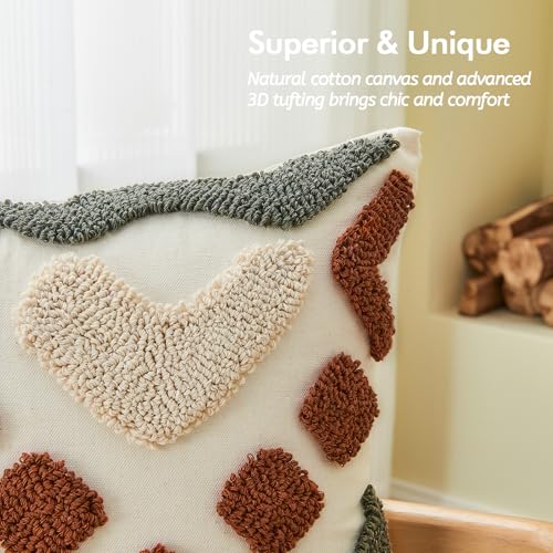 lifein 18x18 Pillow Covers-Throw Pillow Cover Tufted Boho Jacquard Pillow Covers Farmhouse Decorative Pillow Cover Pillow Cases for Gift Couch Sofa Bed Chair Living Room Home Decor - color: D-qr713(1 Pack Without Pillow Insert), size: 18" x 18" (Pack of 1