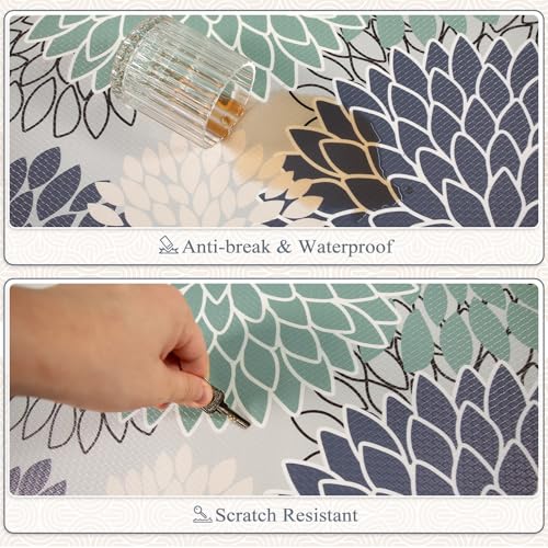 KIMODE Kitchen Mats for Floor Cushioned Anti Fatigue,Floral Farmhouse Kitchen Rugs Sets of 3 Non Slip,Waterproof Kitchen Carpet Runner Decor for Sink Laundry Bathroom,Multi Cyan - color: Multi Cyan, size: 18" x 28"+18" x 47"+18" x 59"-0.47 inches