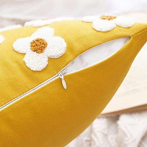 EMEMA Fall Yellow Decorative Throw Pillow Covers 20x20 Inch Set of 2 Sun Flower Jacquard Daisy Cute Pillowcase Cushion Case Square for Couch Sofa Bed Living Room Bedroom - color: A-yellow, size: 20" x 20" (Pack of 2)