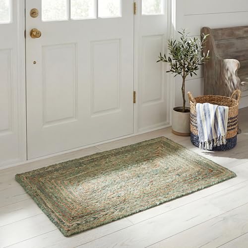 SAFAVIEH Area Rug 2x3 - Cape Cod Collection - Green & Natural Brown, Handmade Jute & Cotton, Woven Braided Design (CAP202Y) - color: Green/Natural, size: 2' x 3' (Rectangular)
