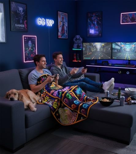 Aipon Anime Ramen Gaming Gamer Blanket 50"x 60", Anime Ramen Lover Gaming Gamer Gifts for Boys Kids Men, Funny Food Game Controller Blankets, Soft Cozy Lightweight Throw Blanket for Girls Women - color: Orange Ramen, size: 50.00'' × 60.00''