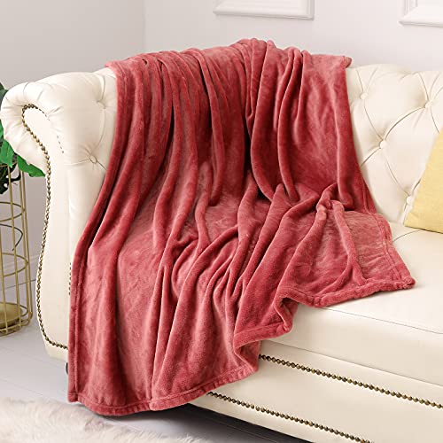 KMUSET Fleece Blanket Twin Size Coral Lightweight Super Soft Cozy Luxury Bed Blanket Microfiber - color: Coral, size: Twin(60"x80")
