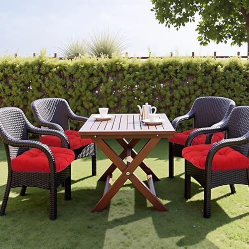 MTMR Waterproof Outdoor Chair Cushions Set of 2, 19X19 Patio Wicker Chair Cushions, Tufted Outdoor Cushions for Patio Furniture, Thick Outdoor Patio Replacement Seat Pads for Porch Lawn Chairs Red - color: Red