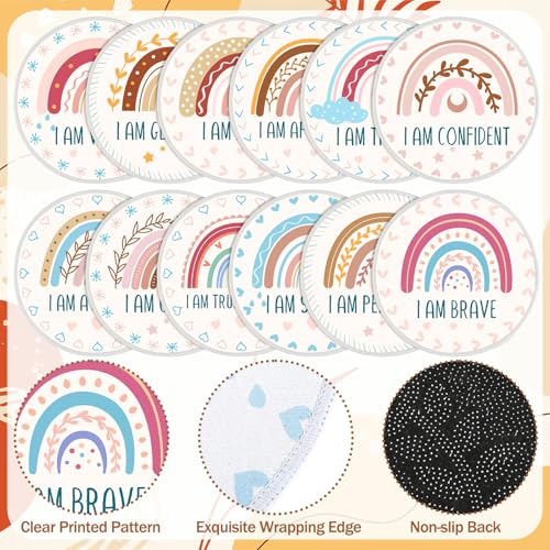 Tinideya 12 Pcs Kids Carpet Circle Seats for Class 16 Inch Round Classroom Rug Back to School Floor Cushions Soft Educational Mat Non Slip First Day of School Learning Playing Areas(Boho Rainbow) - style: Boho Rainbow