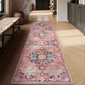 Lahome Reine Boho 2'8"x10' Washable Hallway Kitchen Runner Rugs with Rubber Backing, Bohemian Non-Slip Soft Kitchen Runners, Non-Shedding Stair Carpet Runner for Hall Bathroom, Fuchsia/Multi - color: Fuchsia/Multi, size: 2'8" x 10' (Runner)