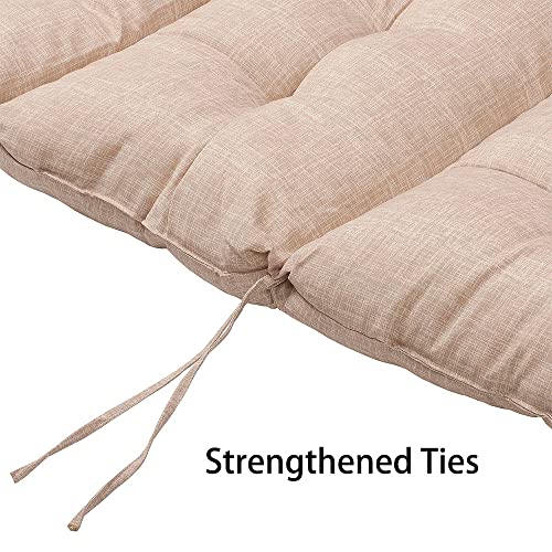 Magpie Fabrics Indoor Outdoor Tufted High Back Chair Cushion Set of 2, Waterproof All-Weather Deep Seating Rocking Chair Patio Garden Chaise Lounge Sun Lounger Chair Cushions(Beige Linen) - color: Beige Linen