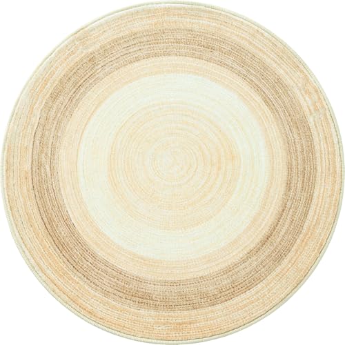 Asrug Imitation Jute Low Pile Round Rug Area Rug Washable Non-Slip Circle Rug Soft Plush Touch Circle Rugs Round for Kitchen Bathroom Living Bedroom Nursery, Carpet 4ft /48 inch/122 cm Brown/Beige - color: Brownbeige, size: 4ft