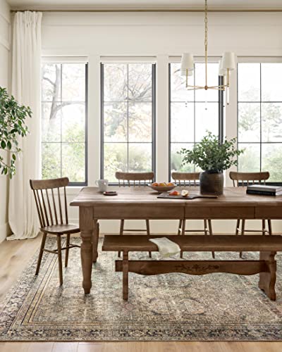 Loloi Layla Collection LAY-03 Olive/Charcoal 2'-3" x 3'-9" .13" Thick Accent Rug, Soft, Durable, Vintage Inspired, Distressed, Low Pile, Non-Shedding, Easy Clean, Printed, Living Room Rug - color: Olive / Charcoal, size: 2'3" x 3'9" (Rectangular)