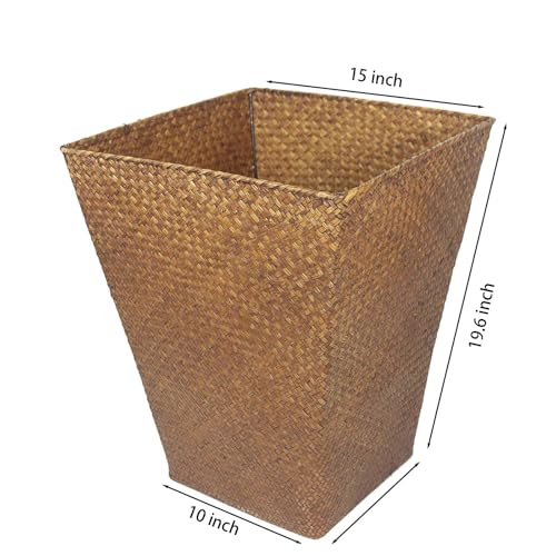 Taper Seagrass Planter - 20-Inch Tall Large Tree Planter - Handwoven Natural Square Basket for Indoor & Outdoor Plants - Stylish Decorative Flower Pot for Patio, Garden, and Home - color: Coffee