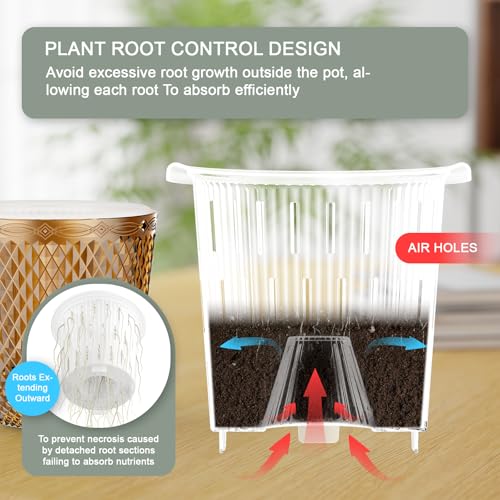 QCQHDU Hanging Planters for Indoor Plants, 2-Pack, 7.2 Inch, Gold | Plastic, Self Watering Plant Hanger, with Drainage Holes, 3 Hooks Chains, For Garden Home - color: Gold, size: 7.2in