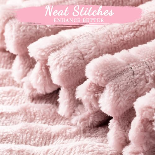 Buryeah 12 Pcs Flannel Throw Blanket Bulk 50 x 60 in Sleepover Blanket Outdoor Wedding Throw Lightweight, Oeko-tex Standard 100 Certified for Sofa Homeless Gifts (Light Pink) - color: Light Pink