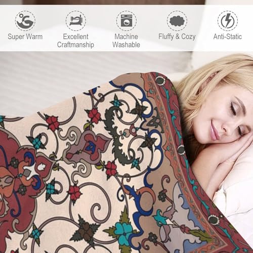 Boho Throw Blanket,Farmhouse Vintage Traditional Ethnic Textures Pattern Soft Throw Blanket for Couch Sofa Camping Office Travel Home Bedroom Decor All Seasons 30"x40" - color: Boho-14, size: 30x40in