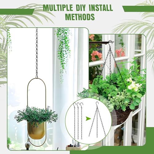 XDW-GIFTS 4-Pack 25.5 Inch Hanging Chain with Hooks for Hanging Bird Feeders, Birdbaths, Planters, Lanterns, Wind Chimes, Baskets, Billboards, Decorative Ornaments, Outdoor Indoor Use (Black)