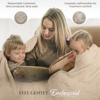 Cashmere Blanket – Hand Woven 100% Pure Wool Throw Blanket, 135 x 270 cm – Herringbone Pattern Cozy, and Soft Blanket for Bed, Sofa, or Couch - Made in Nepal - color: Gold Beige