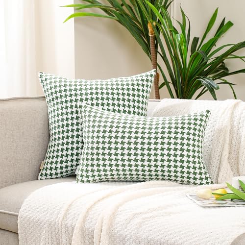 Perfect Combination of Green and White Throw Pillows, Exquisite Windmill Texture Pattern, is The Choice to Decorate The Farmhouse Living Room Sofa to Enhance The Visual Enjoyment - color: Green White, size: 20" x 12" (Pack of 2)