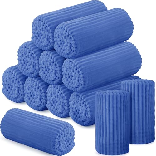 Buryeah 12 Pcs Flannel Throw Blanket Bulk 50 x 60 in Sleepover Blanket Outdoor Wedding Throw Lightweight, Oeko-tex Standard 100 Certified for Sofa Homeless Gifts (Sapphire Blue) - color: Sapphire Blue