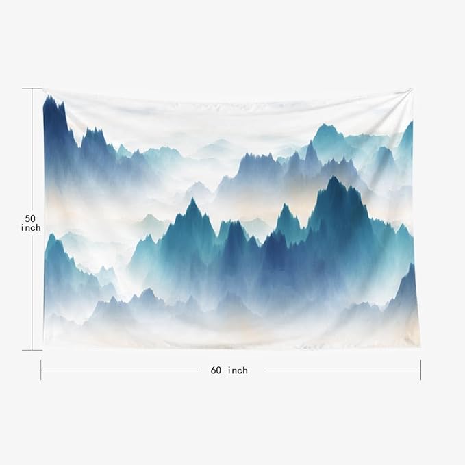 EMMTEEY Mountain Tapestry Hanging Tapestry Wall Mountains in Fog Landscape College Tapestry 60X50 Inches Present for Families