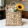 Woven Hanging Wall Basket,Natural Handmade Water Hyacinth Flat Back Basket for Farmhouse Home, Door, Entryway, Mail, Flower, Plant Decor