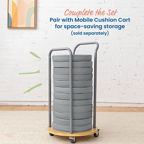 ECR4Kids SoftZone Floor Cushions, Round, Flexible Seating, Grey, 6-Piece - color: Grey