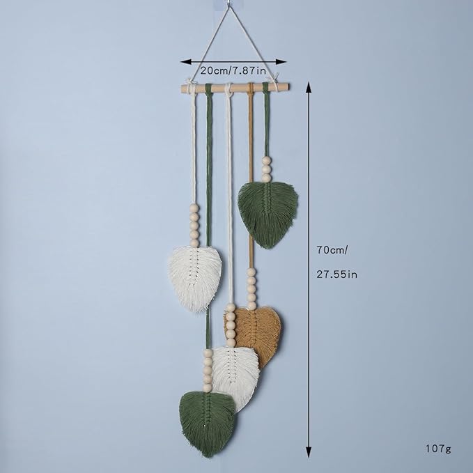 Shopdp handmade Woven Leaves Wall Hanging Decor, Macrame Hanging Tapestry for Apartment Bedroom Living Room Decoration