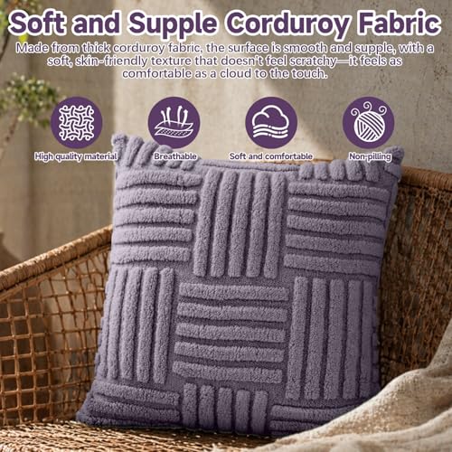 Plush Knitted Throw Pillow Covers, Decorative Cushion Cases for Sofa and Bed, Cozy Texture for Home - color: Grey Woven Plush Pillowcase