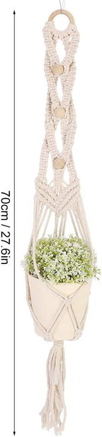 KIMISS Bohemian Style Tassel Flowerpot Plant Hanger - Hand Woven Cotton Rope Hanging Decor for IndoorOutdoor (Work-Woven Cotton Rope Flower Pot mesh Bag)