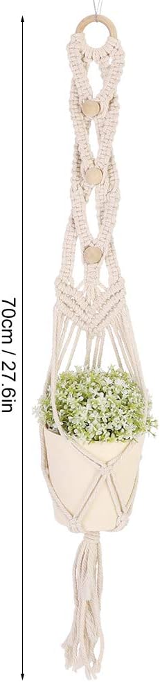KIMISS Bohemian Style Tassel Flowerpot Plant Hanger - Hand Woven Cotton Rope Hanging Decor for IndoorOutdoor (Work-Woven Cotton Rope Flower Pot mesh Bag)