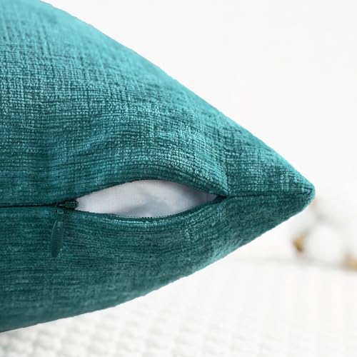 CaliTime Throw Pillow Covers Decorative 18 X 18 Inches Pack of 2 Cozy Chenille Cushion Cases for Couch Sofa Bed Living Room Home Teal - color: Teal, size: 18" x 18" (Pack of 2)