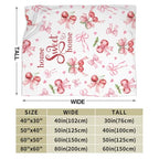 Pink Cherry Throw Blanket, Summer Fruit Retro Red Ribbon Sweet Home Seasonal Warm Cozy Farmhouse Flannel Soft Blanket for Couch Chair Sofa Bed Bedroom Living Room Car Camping 30"x 40" - color: Cherry01, size: 30X40 inch
