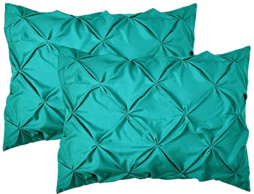 Elegant Comfort 2-Pack Sham Set Pinch Pleat Design, 1500 Premium Hotel Quality Microfiber, Stylish Design-Easy Care, Wrinkle and Stain Resistant, 2-Piece Sham Set, Pleated Standard/Queen, Turquoise - color: Turquoise, size: 26" x 20" (Pack of 2)