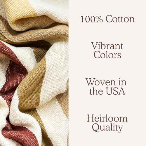 Driftwood Trail Striped Afghan Throw Blanket | Thick & Cozy | Cotton USA Made (73x48) - color: Driftwood Trail