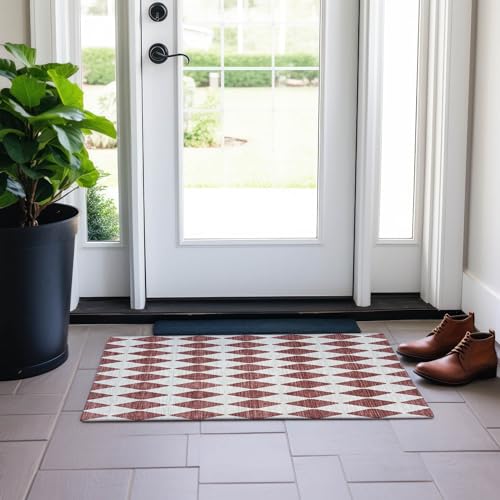 Addison Rugs Chantille ACN578 Burgundy 1'8" x 2'6" Indoor Outdoor Area Rug, Easy Clean, Machine Washable, Non Shedding, Bedroom, Living Room, Dining Room, Kitchen, Patio Rug - color: Burgundy, size: 1'8" x 2'6" (Rectangular)