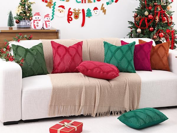 decorUhome Spring Euro Sham Throw Pillow Covers 26x26 Inch Set of 2, Soft Plush Faux Fur Wool Burgundy Accent Couch Pillow Covers for Modern Farmhouse Bed Sofa Living Room