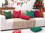 decorUhome Spring Euro Sham Throw Pillow Covers 26x26 Inch Set of 2, Soft Plush Faux Fur Wool Burgundy Accent Couch Pillow Covers for Modern Farmhouse Bed Sofa Living Room