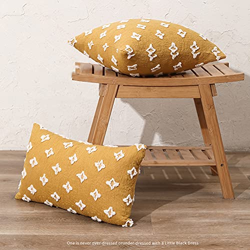 vctops Boho Tufted Decorative Lumbar Throw Pillow Cover Super Soft Comfy Cushion Cover for Couch Sofa Bed (Yellow Tufted,12"x20") - color: Yellow Tufted, size: 20" x 12" (Pack of 1)