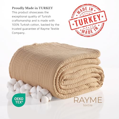 Muslin Blanket - Pure 100% Turkish Cotton Airy Soft Light Versatile Gauze Throw Blanket for Bed, Couch, Sofa (Beige, Throw Size (50" x 66" inch)) - color: Beige, size: Throw Size ( 50" x 66" inch )