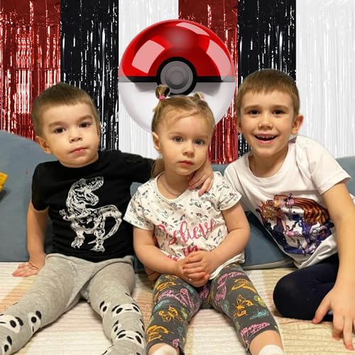 TONIFUL Black Red White Door Streamers,Black Red and White Photo Booth Backdrop Metallic Streamers Foil Fringe Curtain for Birthday,New Year,Graduation,Grad,Baby Shower Party Streamers Decoration - color: Black Red White