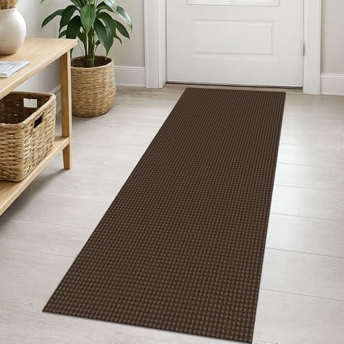 EARTHALL Woven Runner Rug 2x5 Ft Washable Runners for Hallways Cotton Non Slip Rubber Backed Kitchen Runner Braided Indoor Floor Carpet for Entryway, Hallway, Kitchen, Bedroom, Brown - color: Brown/Coffee, size: 2' x 5' (Runner)