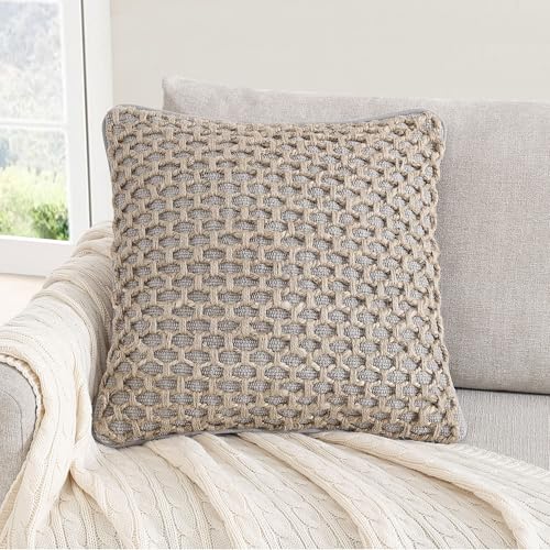 Boho Living 18x18 Grey Throw Pillow Covers with Pillow Insert Included, Pack of 1 - color: Grey, size: (1) 18" x 18" Pillow Cover With Insert