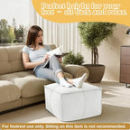 MeMoreCool Stuffed Round Pouf Ottoman Foot Rest, Floor Pouf Foot Stool with Soft Foam Chunk Filling, Small Round Ottoman Footstool Circle Footrest for Living Room - color: Piping Off-white