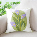 vctops Farmhouse Calla Lily Cotton Tufted Throw Pillow Cover Spring Floral Embroidery Pillowcase Soft Square Cushion Case for Sofa Couch Bed Chair (Purple C,18"x18") - color: Purple C