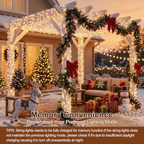 Solar String Lights 2 Pack Total 66FT 200LED Solar Fairy Lights Outdoor Waterproof 8 Lighting Modes Twinkle Lights for Patio, Garden Yard Party Wedding Tree Christmas Halloween Decoration, Warm White - color: Warm White