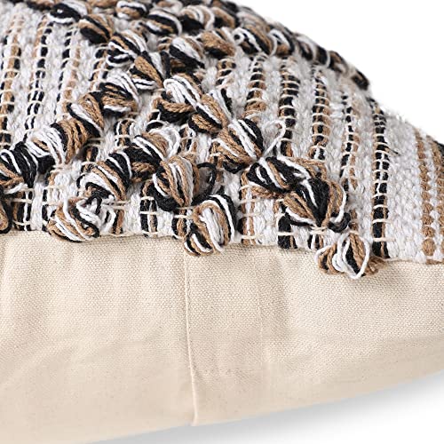 · REDEARTH · Handmade Boho Throw Pillow Covers - Bohemian Farmhouse Style - Accent Woven Indoor and Covered Patio Pillow Cushion Cases for Couch, Bed, Sofa, Benches – Set of 2-18"x18", Black Jasper - color: Black Jasper, size: 18" x 18" (Pack of 2)