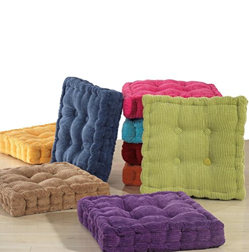 ChezMax Floor Pillow & Cushion, Large Meditation Chair Cushions, Thick Square Seat Pad, Soft Velvet Tufted Seating Pouf for Indoor/Outdoor Yoga Bench Rocking Chair Room Tatami Sofa, Purple 20" x 20" - color: Purple L
