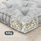 Intelligent Design Floor Pillow - Shredded Foam Filled Meditation & Yoga Cushion, Chenille Tufted, Handsewn Scalloped Edge, OEKO-TEX Certified, Azza, 20" x 20" x 5" Grey - color: Grey